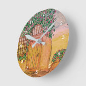 つる植物被覆コテージ ラウンド壁時計 (傾斜)