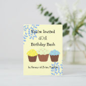 つる植物&カップケーキ誕生日招待状 招待状 (スタンド正面)