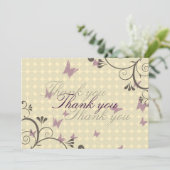 つる植物&バタフライデザインサンキューカードクリーム サンキューカード (スタンド正面)