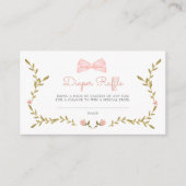 つる植物&ピンクフローラ赤ちゃんシャワーおむつラッフル エンクロージャーカード (正面)