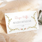 つる植物&ピンクフローラ赤ちゃんシャワーおむつラッフル エンクロージャーカード