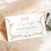 つる植物&ピンクフローラ赤ちゃんシャワーおむつラッフル エンクロージャーカード