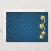 つる植物、青いダマスク織の退職パーティーの陸軍少佐の階級章 招待状 (裏面)