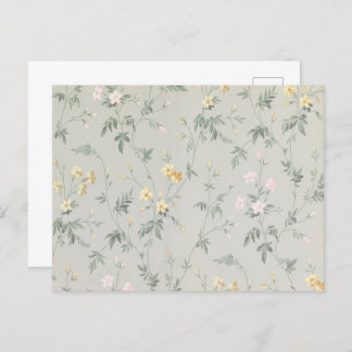 つる植物、黄色とピンクの花 ポストカード