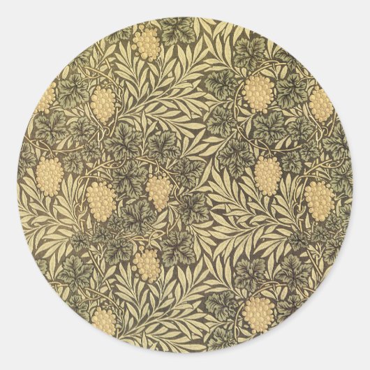 つる植物:William Morris氏、ヴィンテージ・テキスタイル・パターン ラウンドシール (正面)