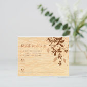 つる植物RSVPが付いているWoodgrain 出欠カード (スタンド正面)