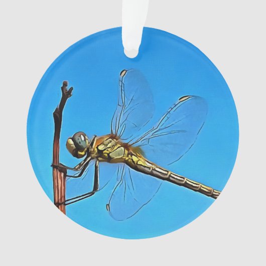 つる芸術的On Dragonfly Against Cerulean Blue オーナメント (正面)