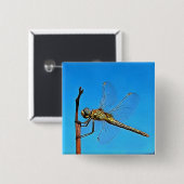 つる芸術的On Dragonfly Against Cerulean Blue 缶バッジ (正面&裏面)
