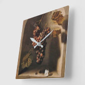 つる葡萄ウォールニッチアンティーク茶素朴色 スクエア壁時計 (傾斜)