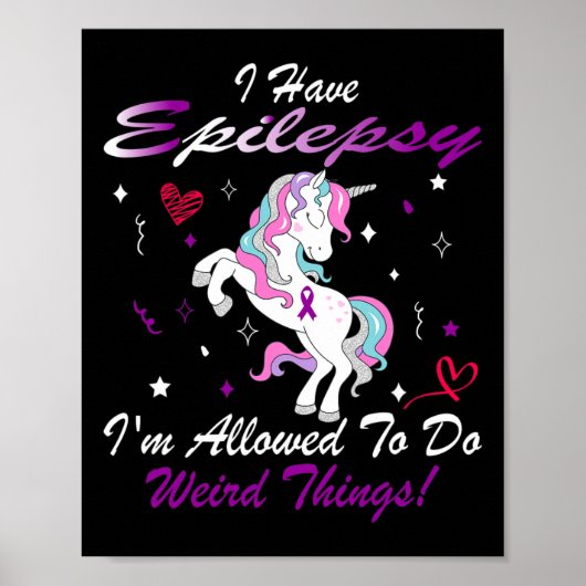 てんかんおもしろい認識度Unicorn Purple I Have Epi ポスター (正面)