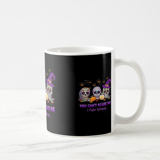 てんかんスカルハロウィーと戦う私を怖がらせることはできない コーヒーマグカップ (右)