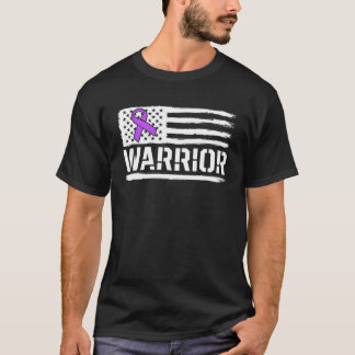 てんかん戦士ギフト紫アメリカ国旗のアワレネ Tシャツ