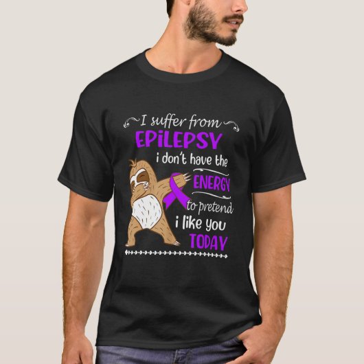 てんかん持ちで元気が出ないナマケモノ Tシャツ (正面)