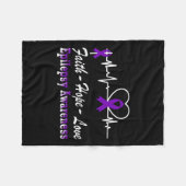 てんかん認識度パープルリボンてんかんクリスティア フリースブランケット (正面(横))