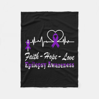 てんかん認識度パープルリボンてんかんクリスティア フリースブランケット