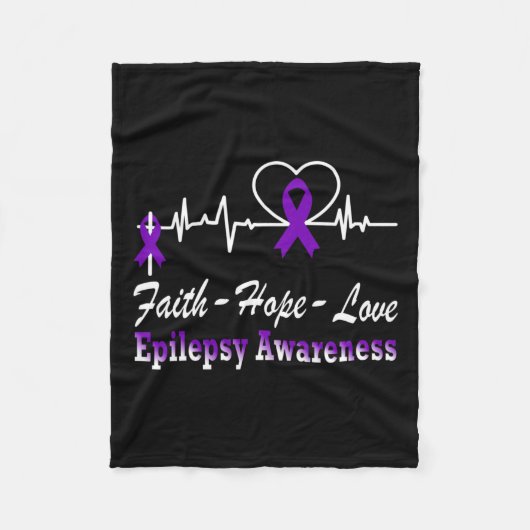 てんかん認識度パープルリボンてんかんクリスティア フリースブランケット (正面)