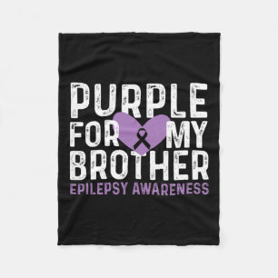 てんかん認識度パープルfor My Brother Ribbon フリースブランケット