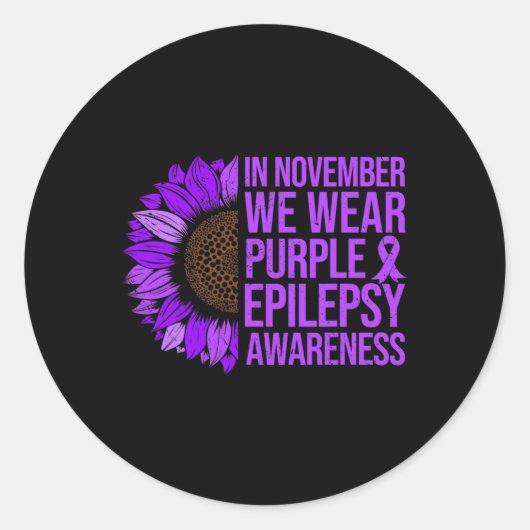 てんかん認識度ヒマワリ11月We衣服P ラウンドシール (正面)