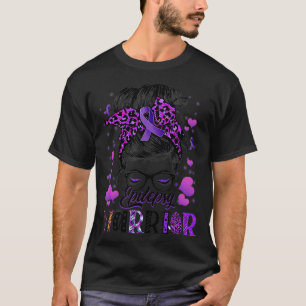 てんかん認識度女性眼鏡乱雑Bun Leopard Tシャツ