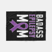 てんかん認識度悪てんかんママ紫リボン フリースブランケット (正面(横))