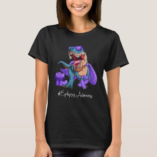 てんかん認識度月紫帯トレックス Tシャツ (正面)