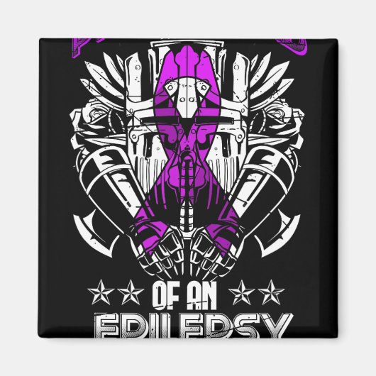 てんかん認識度月誇りを持ったパパ紫リボンF マグネット (正面)