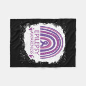 てんかん認識度漂白レインボーパープルリボン フリースブランケット (正面(横))