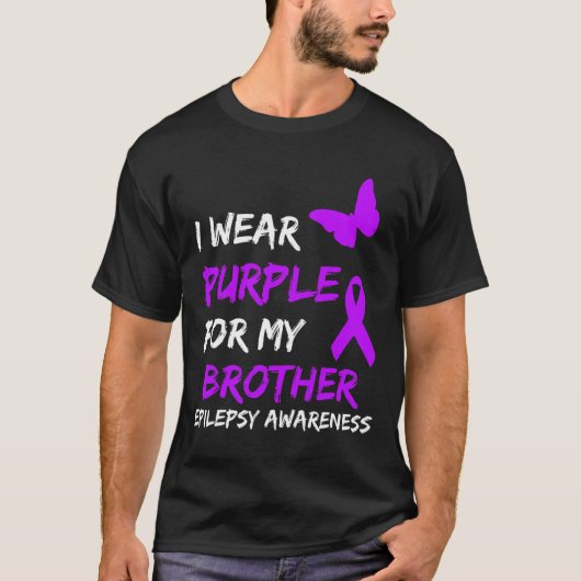 てんかん認識度I衣服パープルfor My Brother Ri Tシャツ (正面)