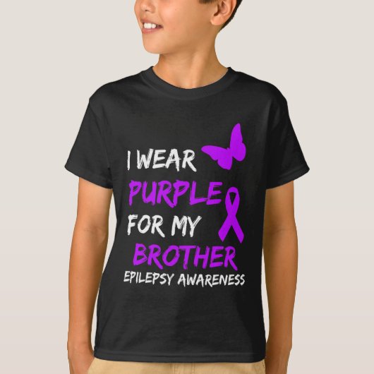 てんかん認識度I衣服パープルfor My Brother Ri Tシャツ (正面)