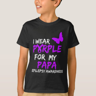 てんかん認識度I衣服パープルfor My Papa Ribbo Tシャツ