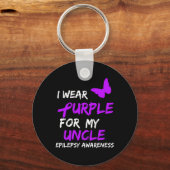 てんかんI衣服パープル叔父のリボン キーホルダー (正面)