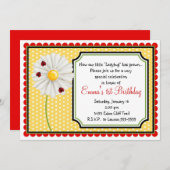 てんとう虫およびデイジーの誕生日の招待状 招待状 (正面/裏面)