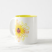 てんとう虫およびヒマワリのマグ ツートーンマグカップ (正面左)