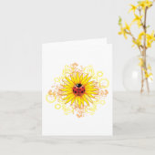 てんとう虫およびヒマワリの空白のなメッセージカード カード (黄色い花)