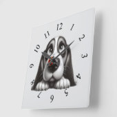 てんとう虫と可愛い犬 スクエア壁時計 (傾斜)