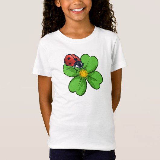 てんとう虫と緑の葉 自然のイラスト パスト Tシャツ (正面)