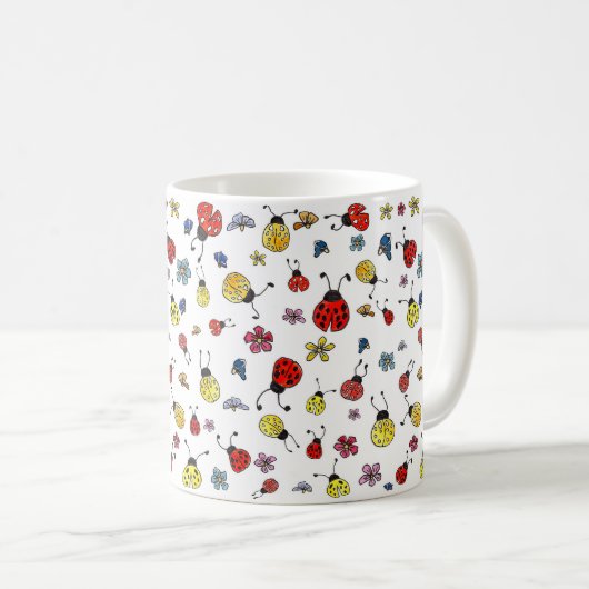 てんとう虫と野の花 コーヒーマグカップ (正面右)