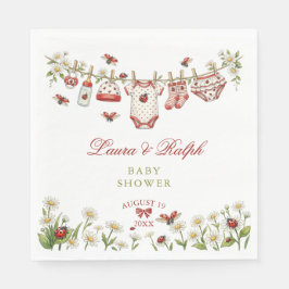 てんとう虫と野花のガールズベビーシャワー スタンダードランチョンナプキン