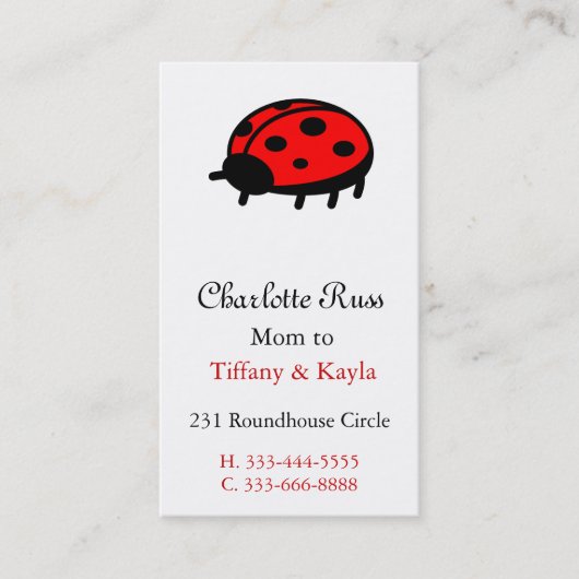 てんとう虫のお母さんカード コーリングカード (正面)
