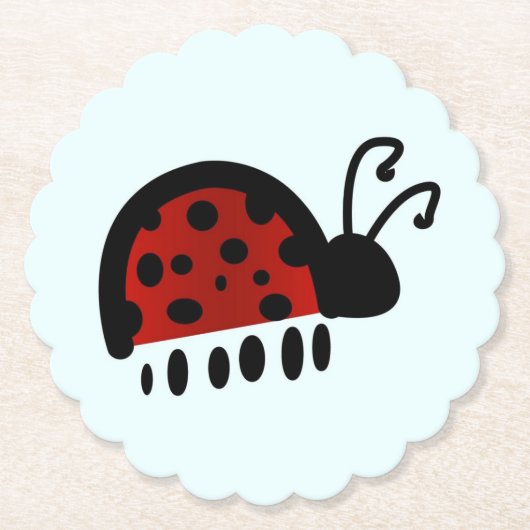 てんとう虫のかわいいイラスト ペーパーコースター (正面)