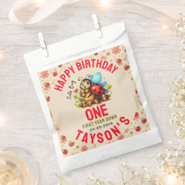 てんとう虫のかわいい1歳の誕生日 | 虫のテーマパーティー フェイバーバッグ