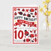 てんとう虫のてんとう虫のパーソナライズなバースデー・カード カード (黄色い花)