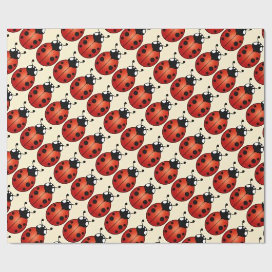 てんとう虫のてんとう虫カブトムシの赤く黒いパターン ラッピングペーパー (フラット)