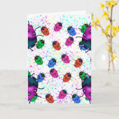 てんとう虫のアート カード (黄色い花)