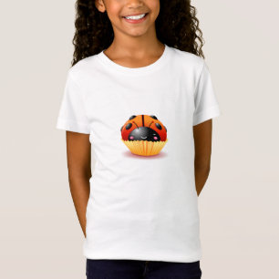 てんとう虫のカップケーキの女の子のワイシャツ Tシャツ