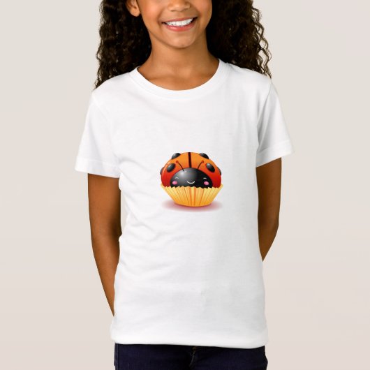 てんとう虫のカップケーキの女の子のワイシャツ Tシャツ (正面)
