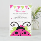 てんとう虫のショッキングピンクのパーティーのサンキューカード サンキューカード (スタンド正面)