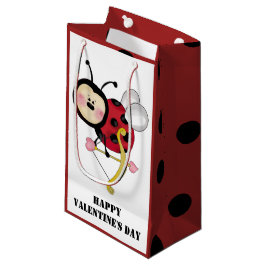 てんとう虫のバレンタインの小さいギフトバッグ スモールペーパーバッグ