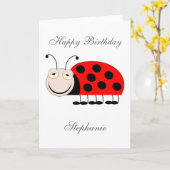 てんとう虫のバースデー・カードはちょうど名前を加えます カード (黄色い花)