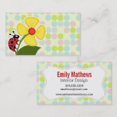 てんとう虫のパステルカラー、水玉模様 名刺 (正面/裏面)